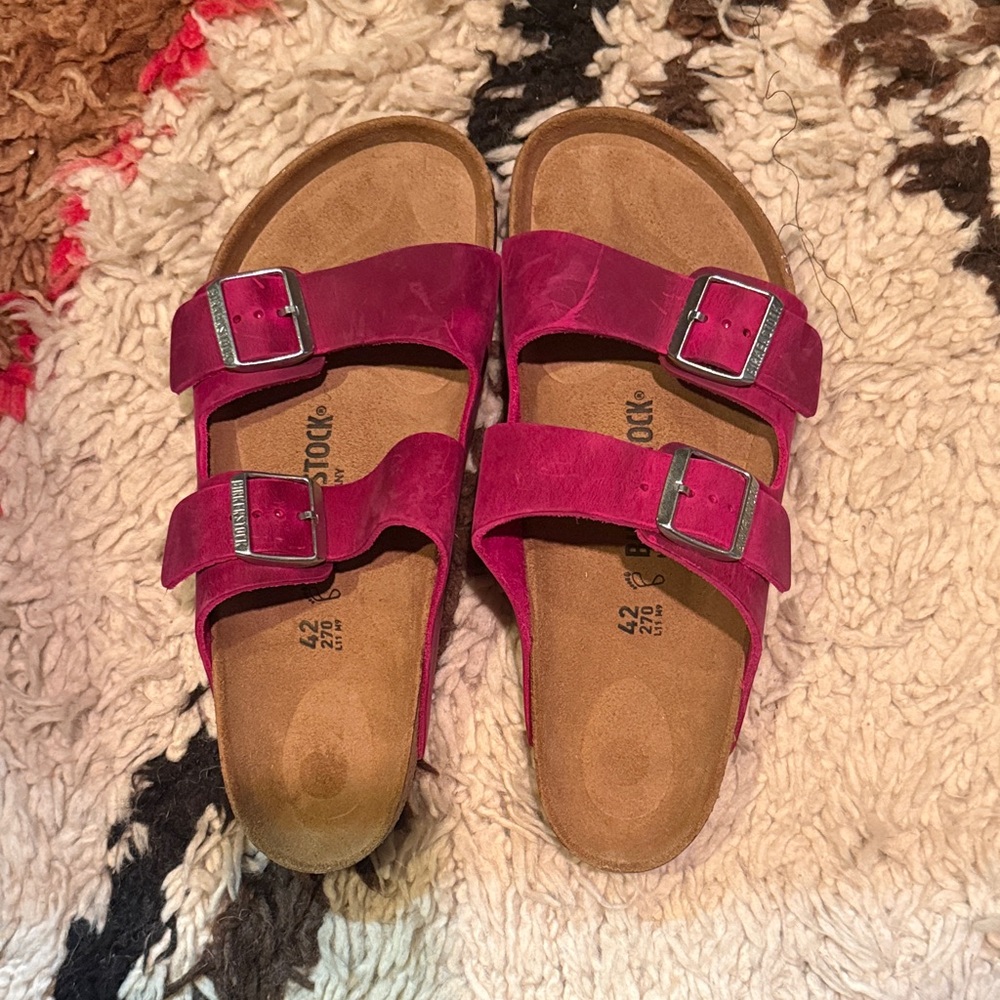 Birkenstock Arizona Oiled Leather Sandals in Festival Fuchsia